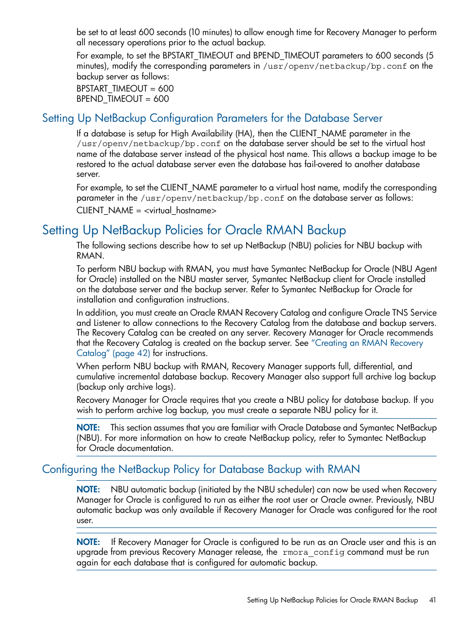 Setting up netbackup policies | HP 3PAR Application Software Suite for Oracle Licenses User Manual | Page 41 / 199