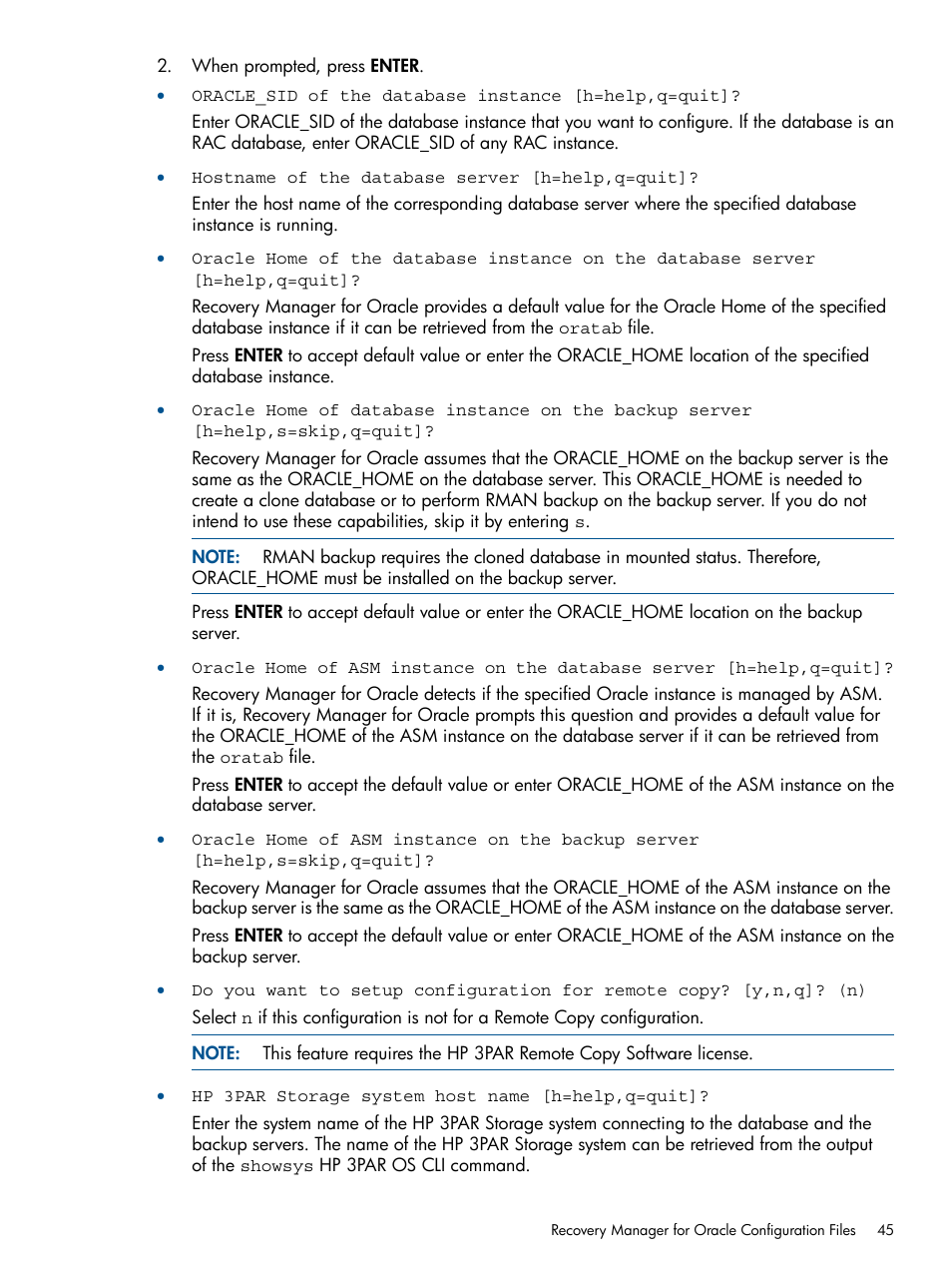 HP 3PAR Application Software Suite for Oracle Licenses User Manual | Page 45 / 199