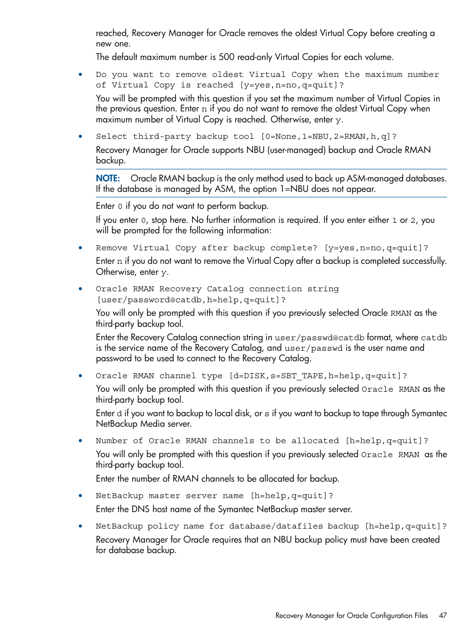 HP 3PAR Application Software Suite for Oracle Licenses User Manual | Page 47 / 199