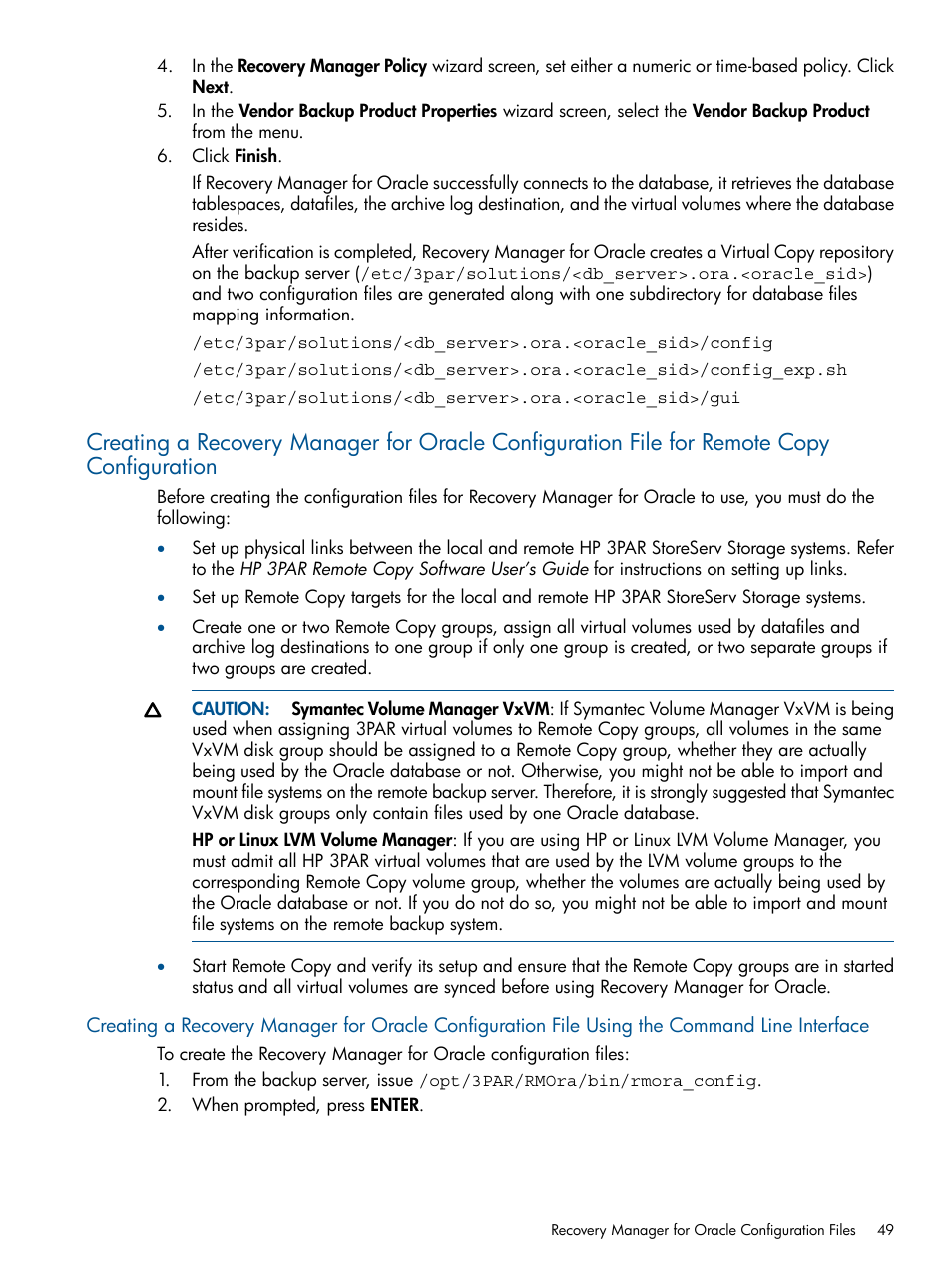 HP 3PAR Application Software Suite for Oracle Licenses User Manual | Page 49 / 199