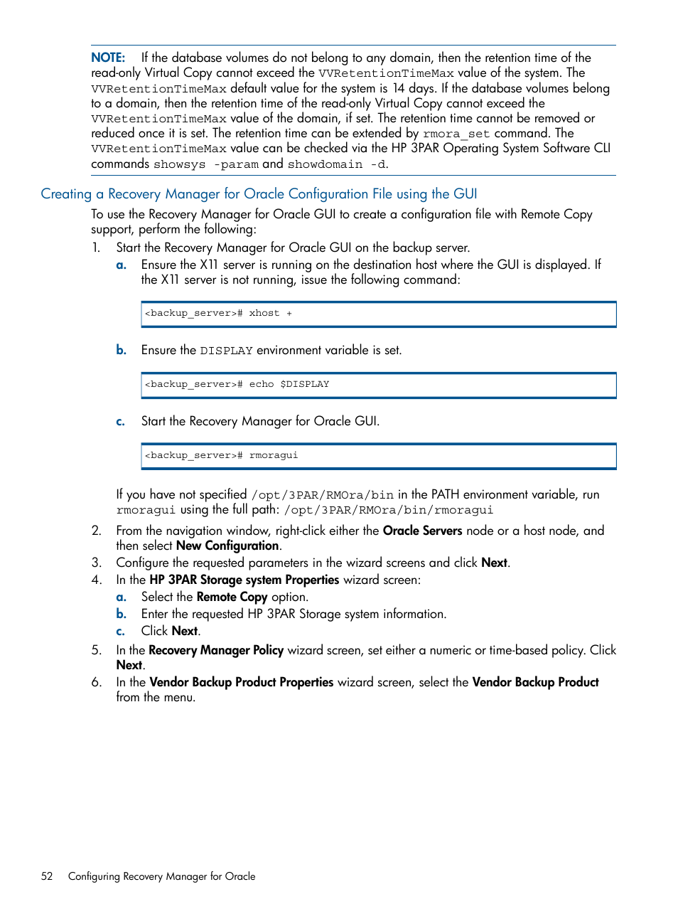 HP 3PAR Application Software Suite for Oracle Licenses User Manual | Page 52 / 199