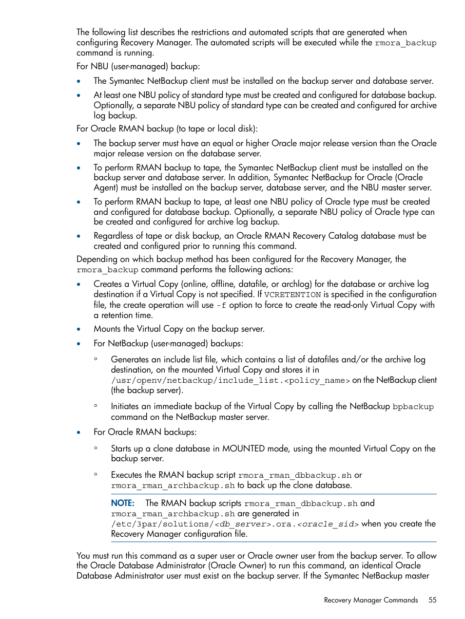 HP 3PAR Application Software Suite for Oracle Licenses User Manual | Page 55 / 199