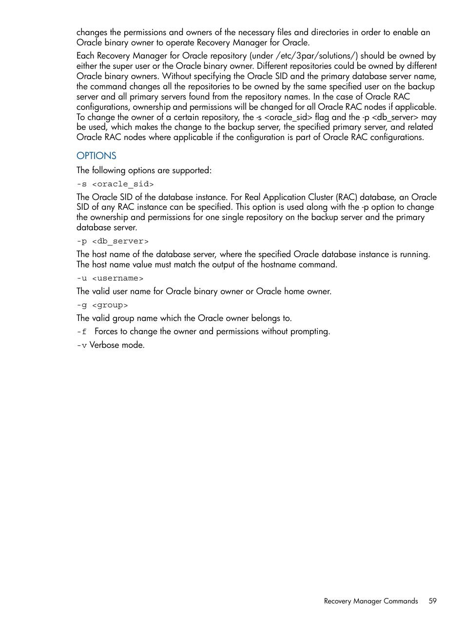 HP 3PAR Application Software Suite for Oracle Licenses User Manual | Page 59 / 199