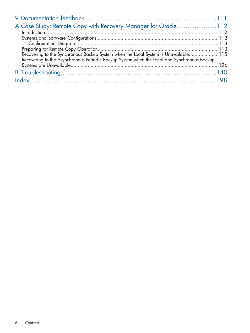 B troubleshooting index | HP 3PAR Application Software Suite for Oracle Licenses User Manual | Page 6 / 199