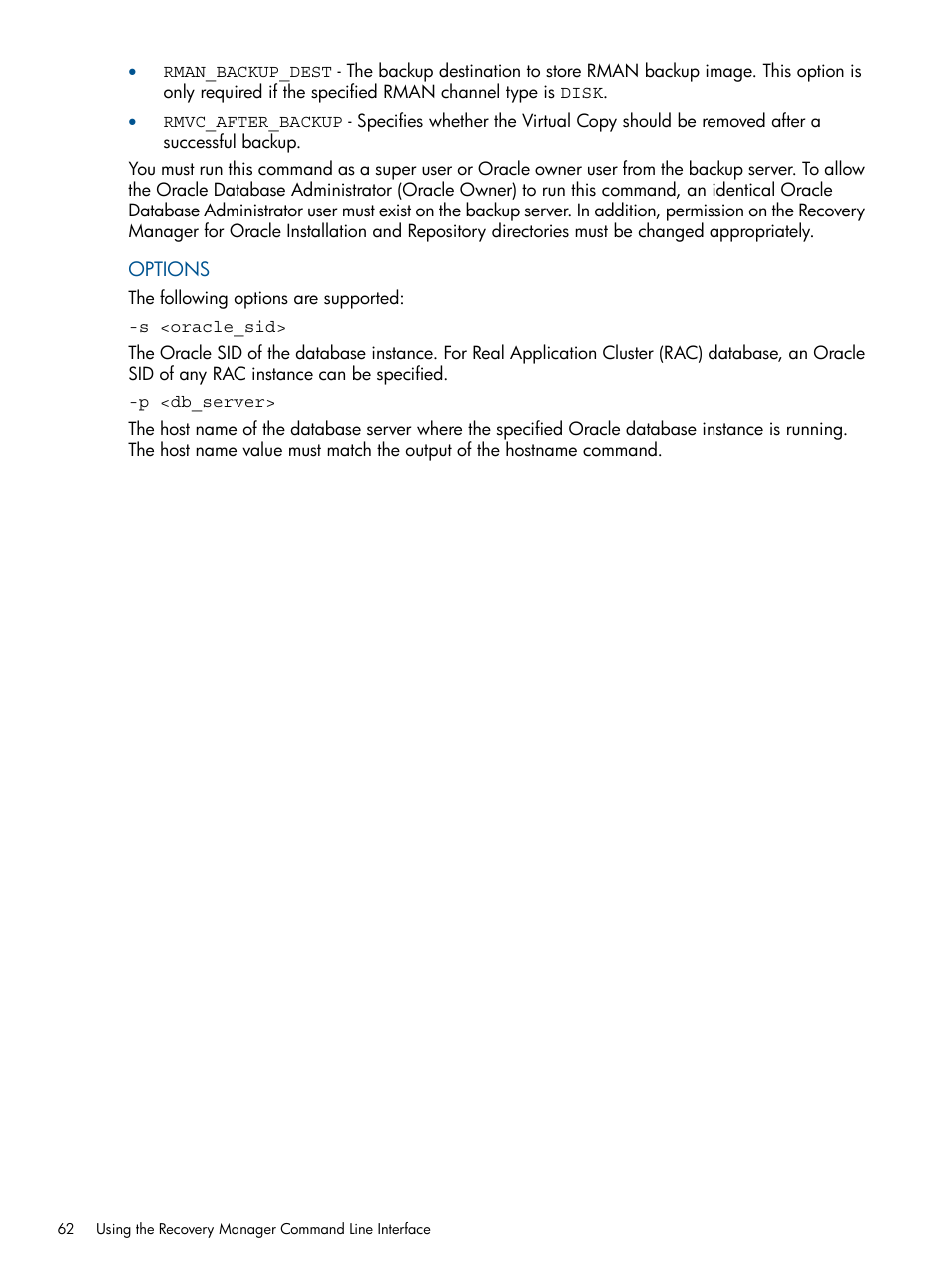 HP 3PAR Application Software Suite for Oracle Licenses User Manual | Page 62 / 199