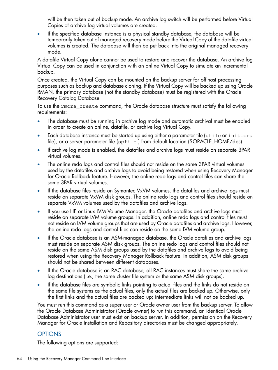 HP 3PAR Application Software Suite for Oracle Licenses User Manual | Page 64 / 199