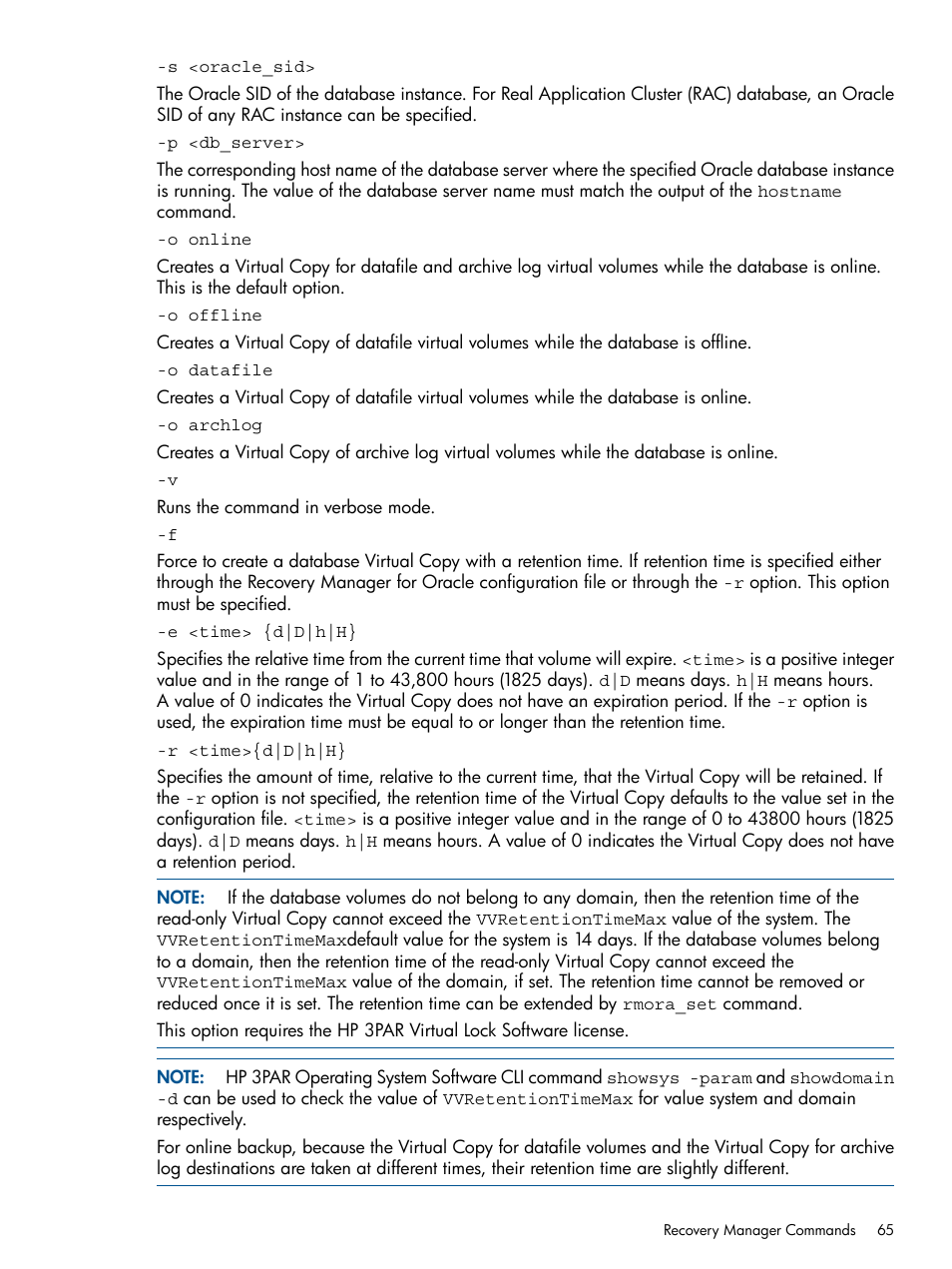 HP 3PAR Application Software Suite for Oracle Licenses User Manual | Page 65 / 199