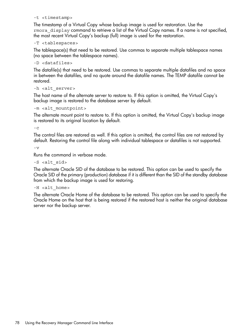 HP 3PAR Application Software Suite for Oracle Licenses User Manual | Page 78 / 199