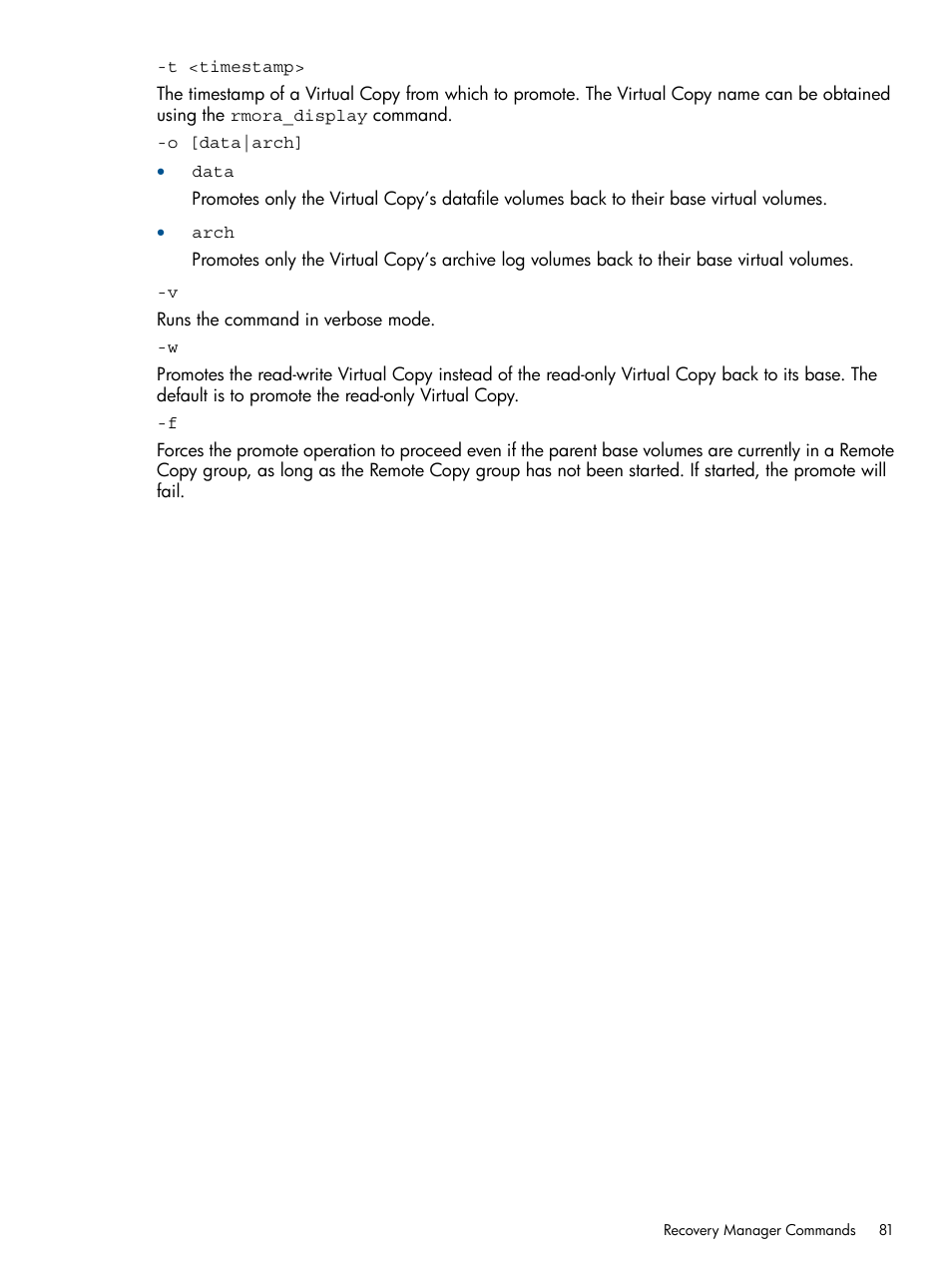 HP 3PAR Application Software Suite for Oracle Licenses User Manual | Page 81 / 199