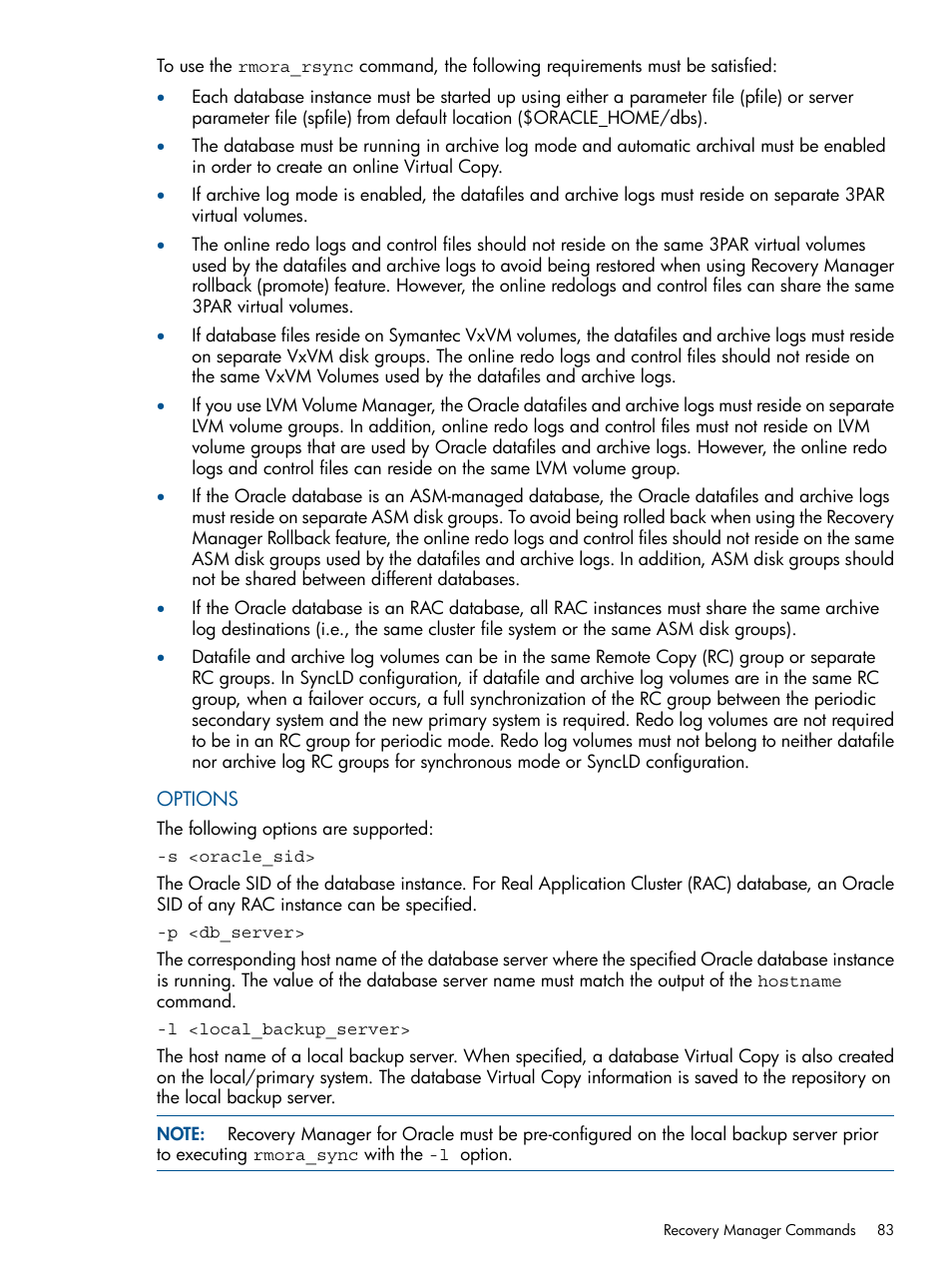 HP 3PAR Application Software Suite for Oracle Licenses User Manual | Page 83 / 199