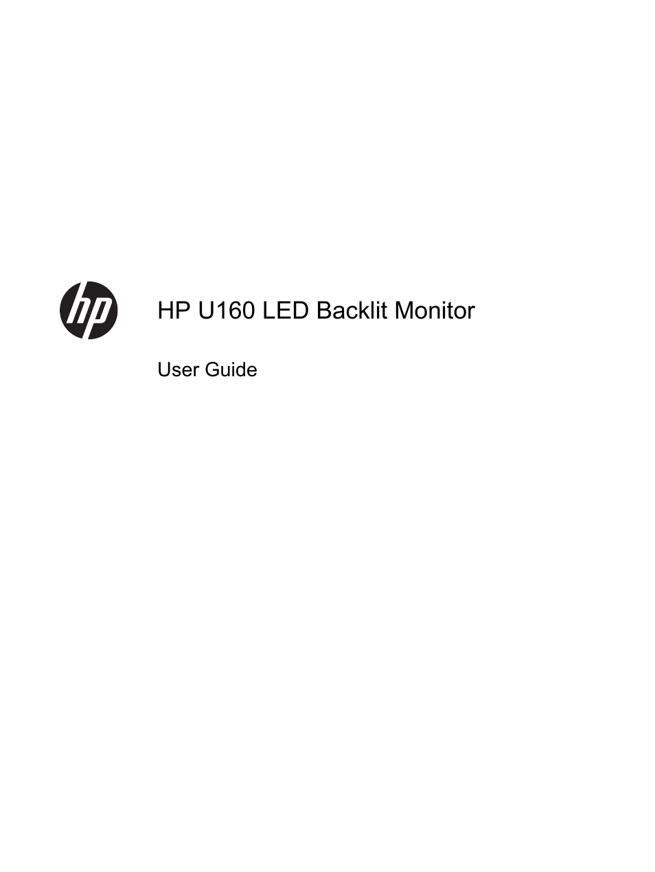 HP U160 15.6-inch LED Backlit Monitor User Manual | 23 pages