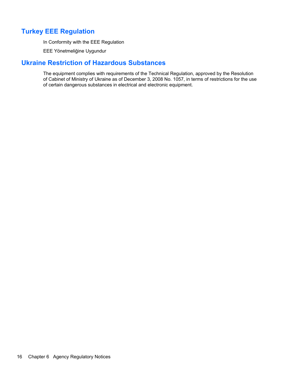 Turkey eee regulation, Ukraine restriction of hazardous substances | HP U160 15.6-inch LED Backlit Monitor User Manual | Page 22 / 23