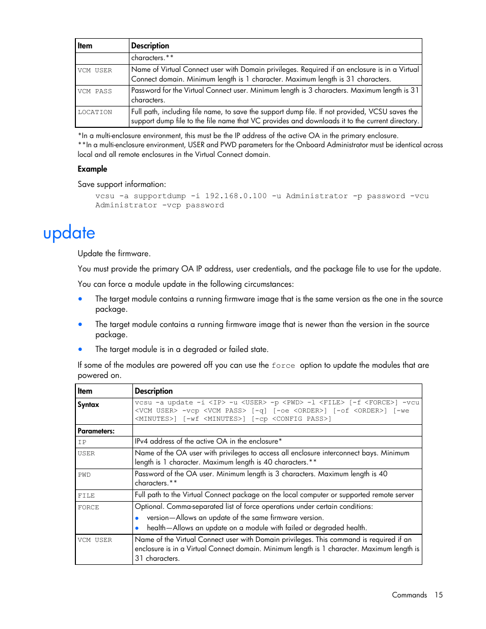 Update | HP Virtual Connect 8Gb 24-port Fibre Channel Module for c-Class BladeSystem User Manual | Page 15 / 29