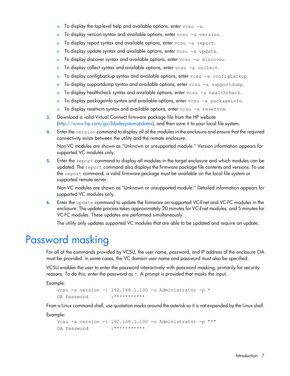 Password masking | HP Virtual Connect 8Gb 24-port Fibre Channel Module for c-Class BladeSystem User Manual | Page 7 / 29