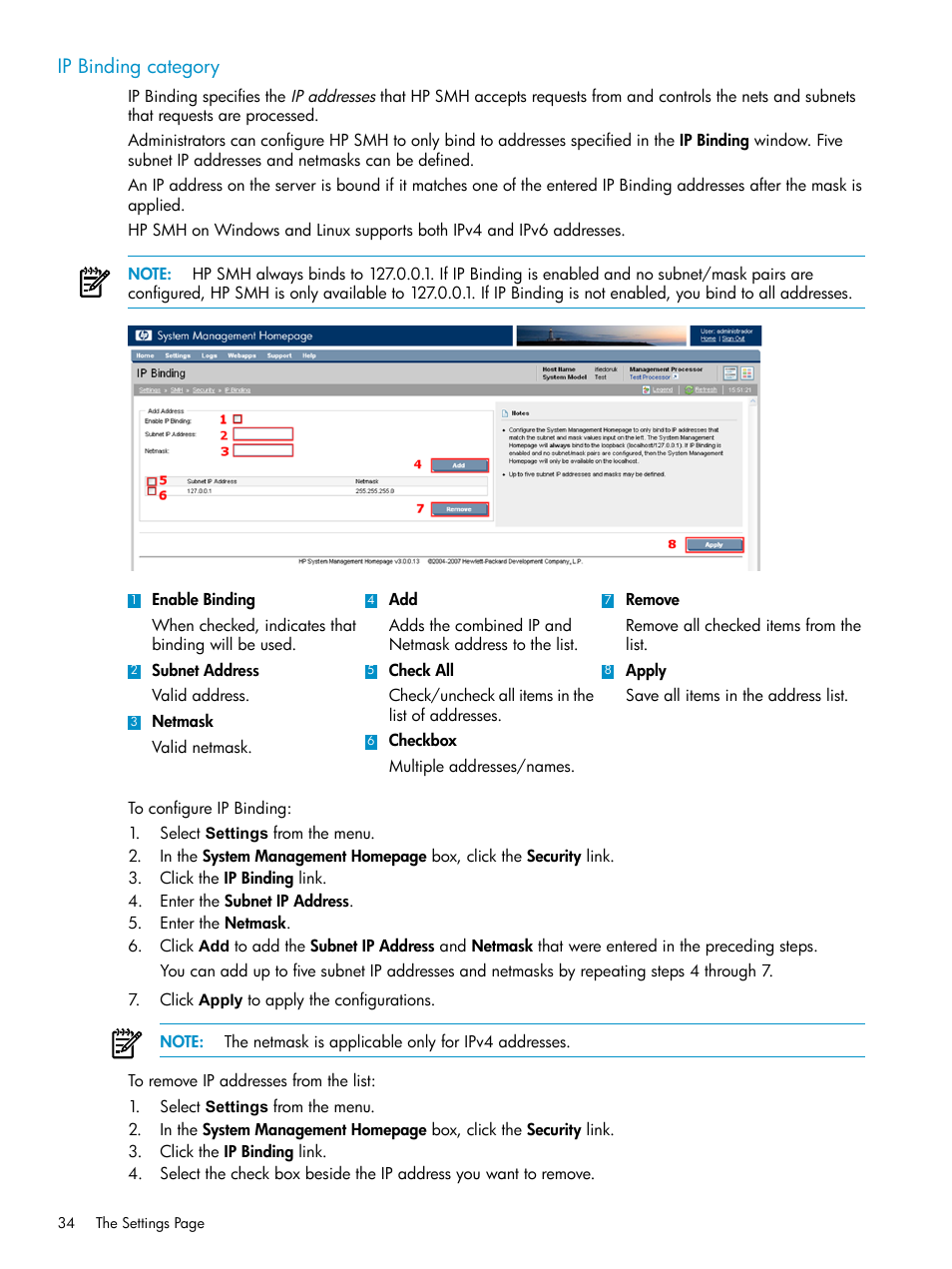 Ip binding category | HP Systems Insight Manager User Manual | Page 34 / 100