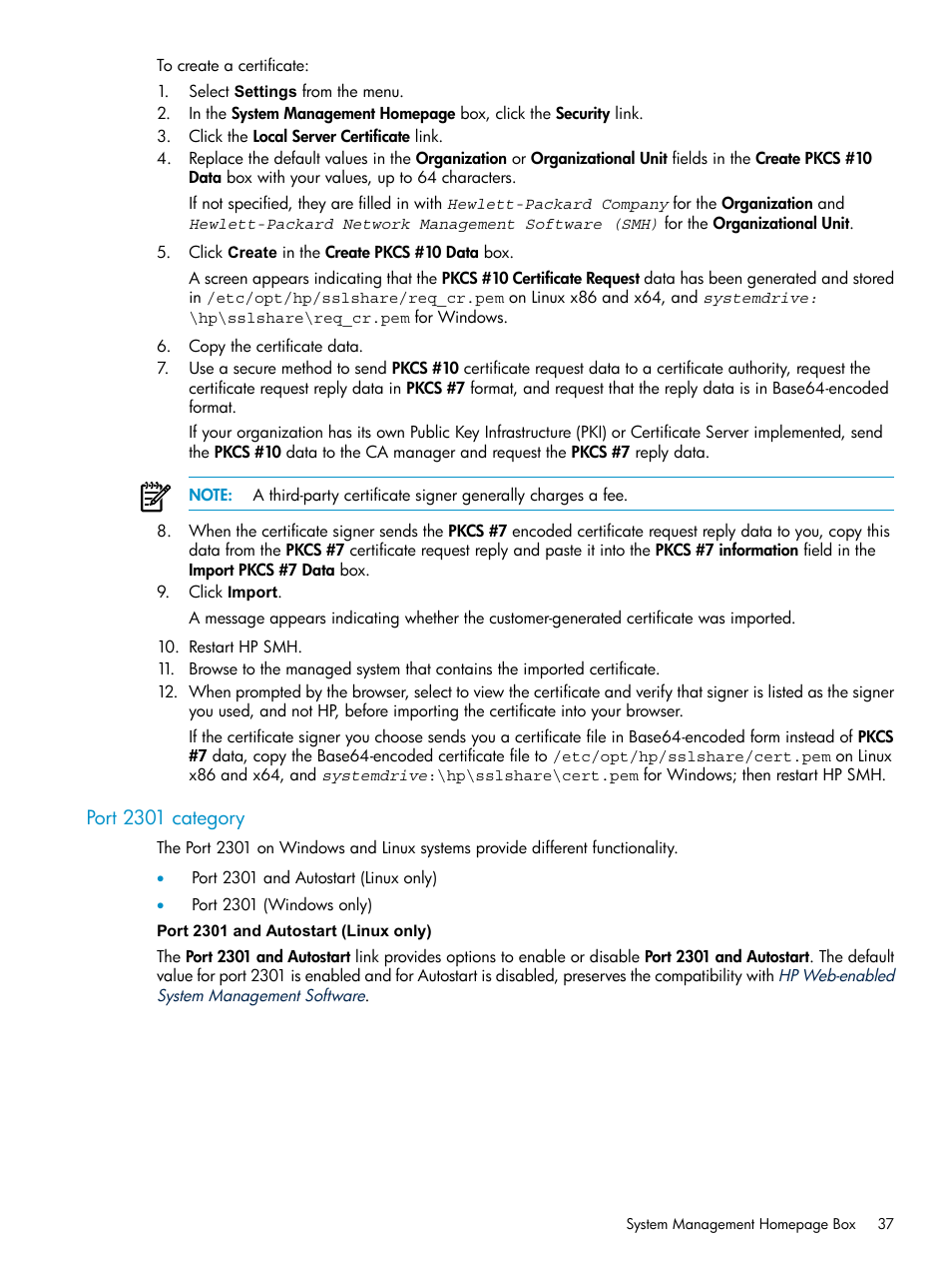 Port 2301 category | HP Systems Insight Manager User Manual | Page 37 / 100