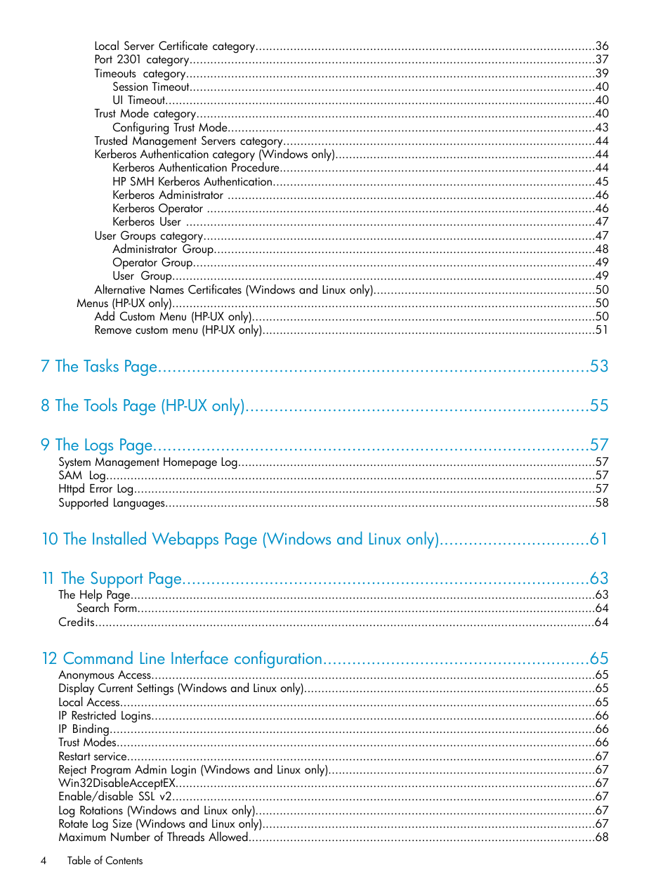 12 command line interface configuration | HP Systems Insight Manager User Manual | Page 4 / 100