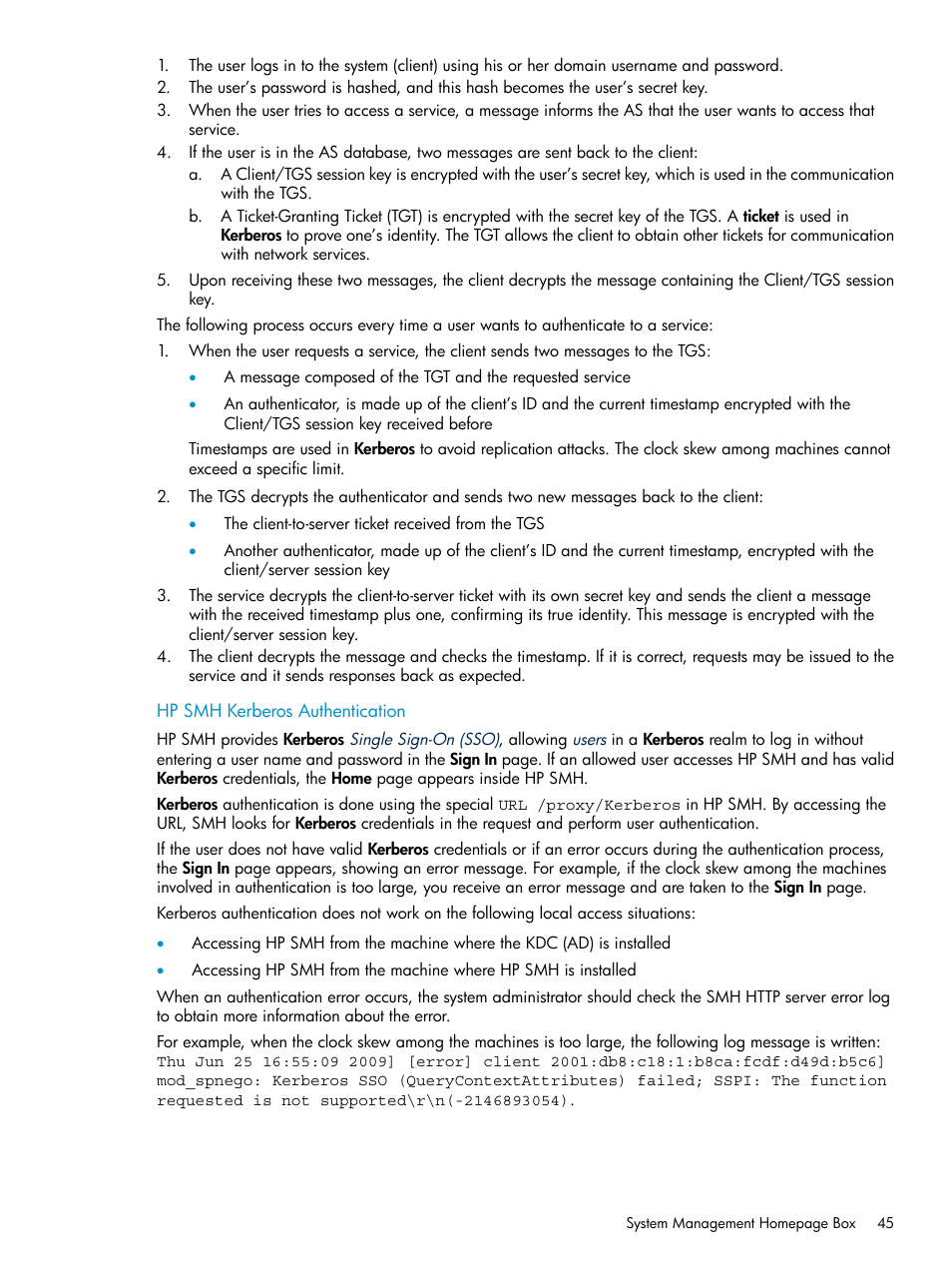 Hp smh kerberos authentication | HP Systems Insight Manager User Manual | Page 45 / 100