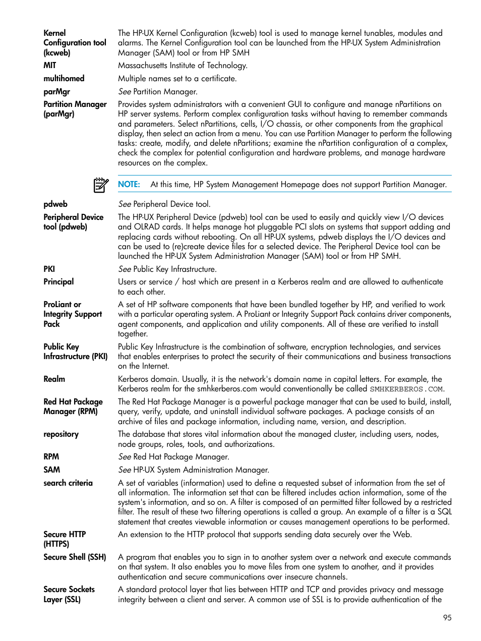 Public key infrastructure, Realm, Principals | HP Systems Insight Manager User Manual | Page 95 / 100