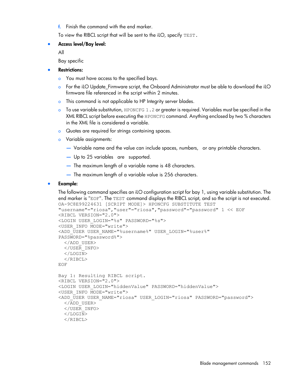 HP Onboard Administrator User Manual | Page 152 / 226