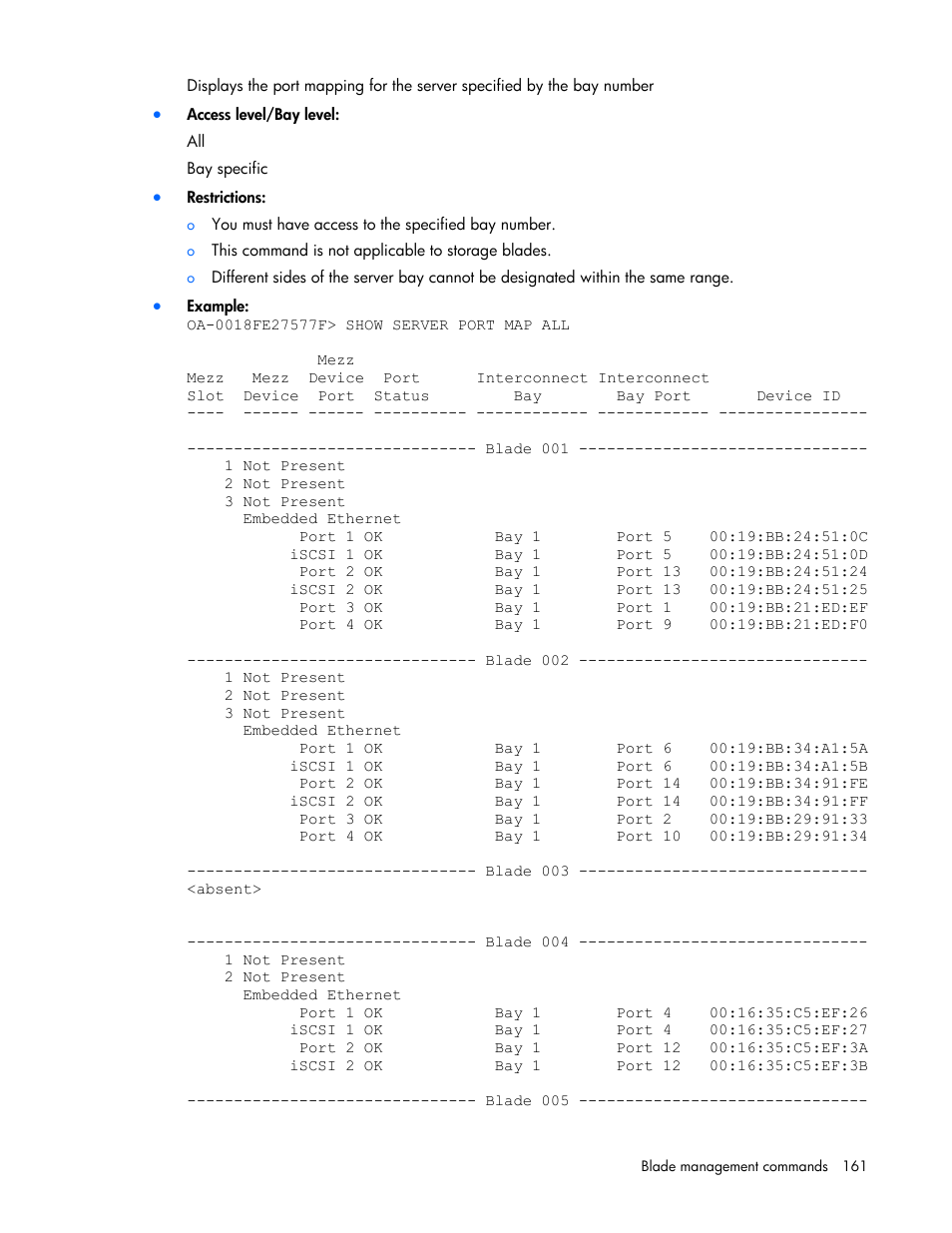 HP Onboard Administrator User Manual | Page 161 / 226