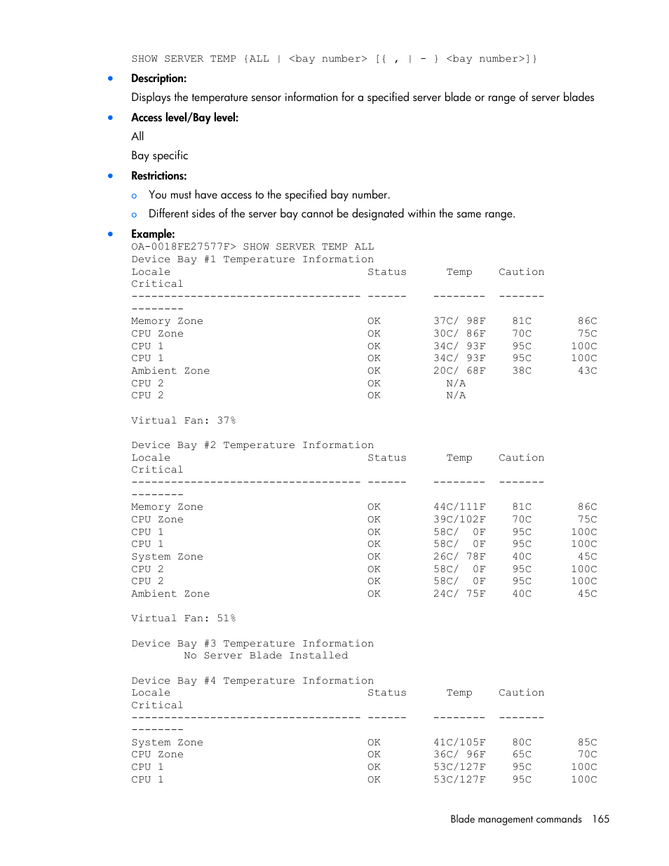 HP Onboard Administrator User Manual | Page 165 / 226