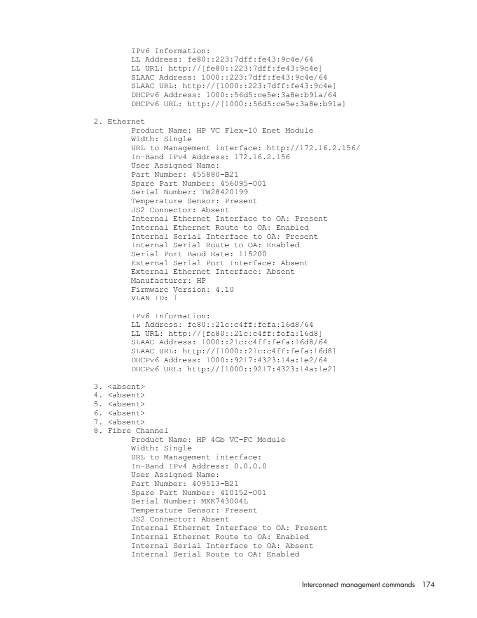 HP Onboard Administrator User Manual | Page 174 / 226