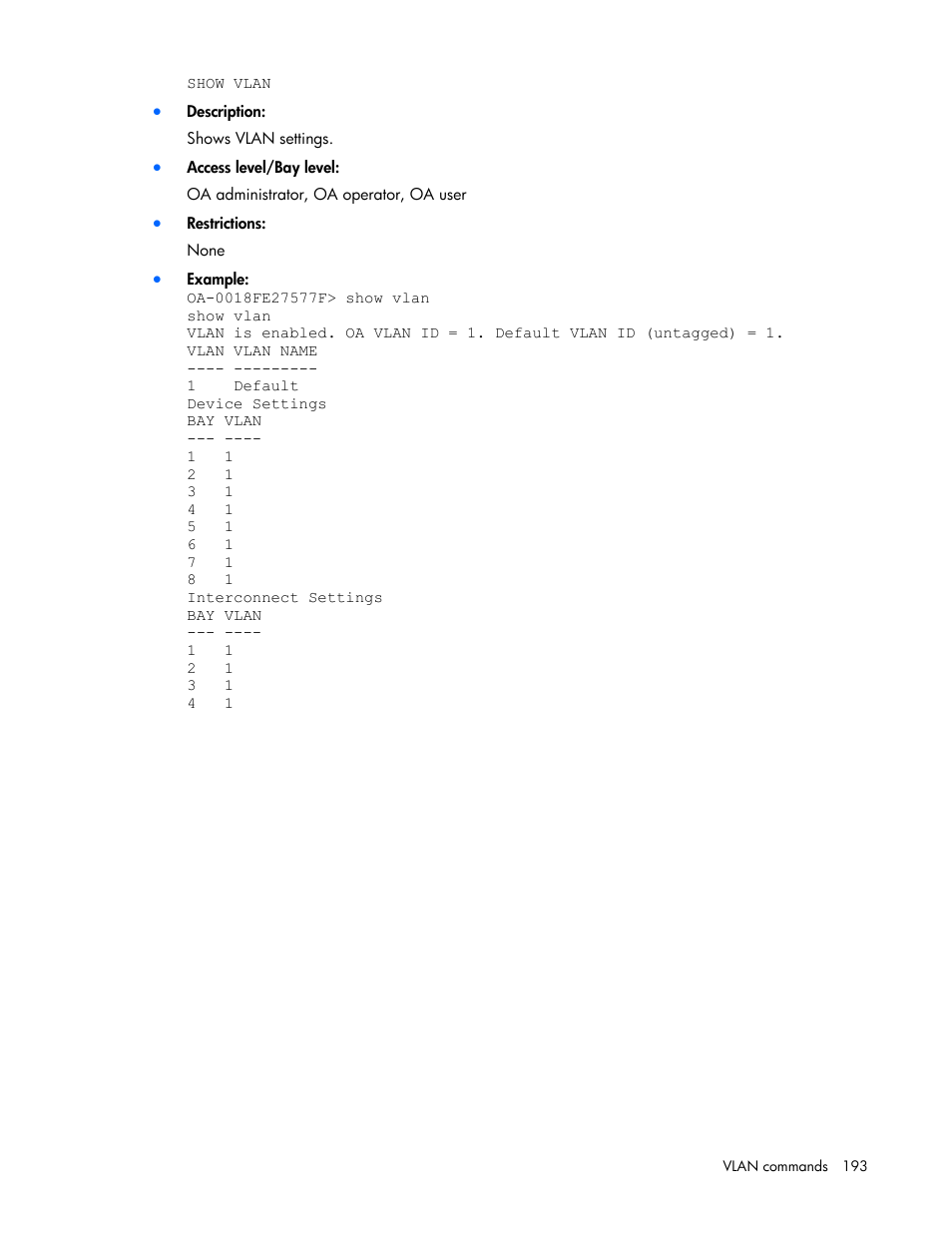 HP Onboard Administrator User Manual | Page 193 / 226