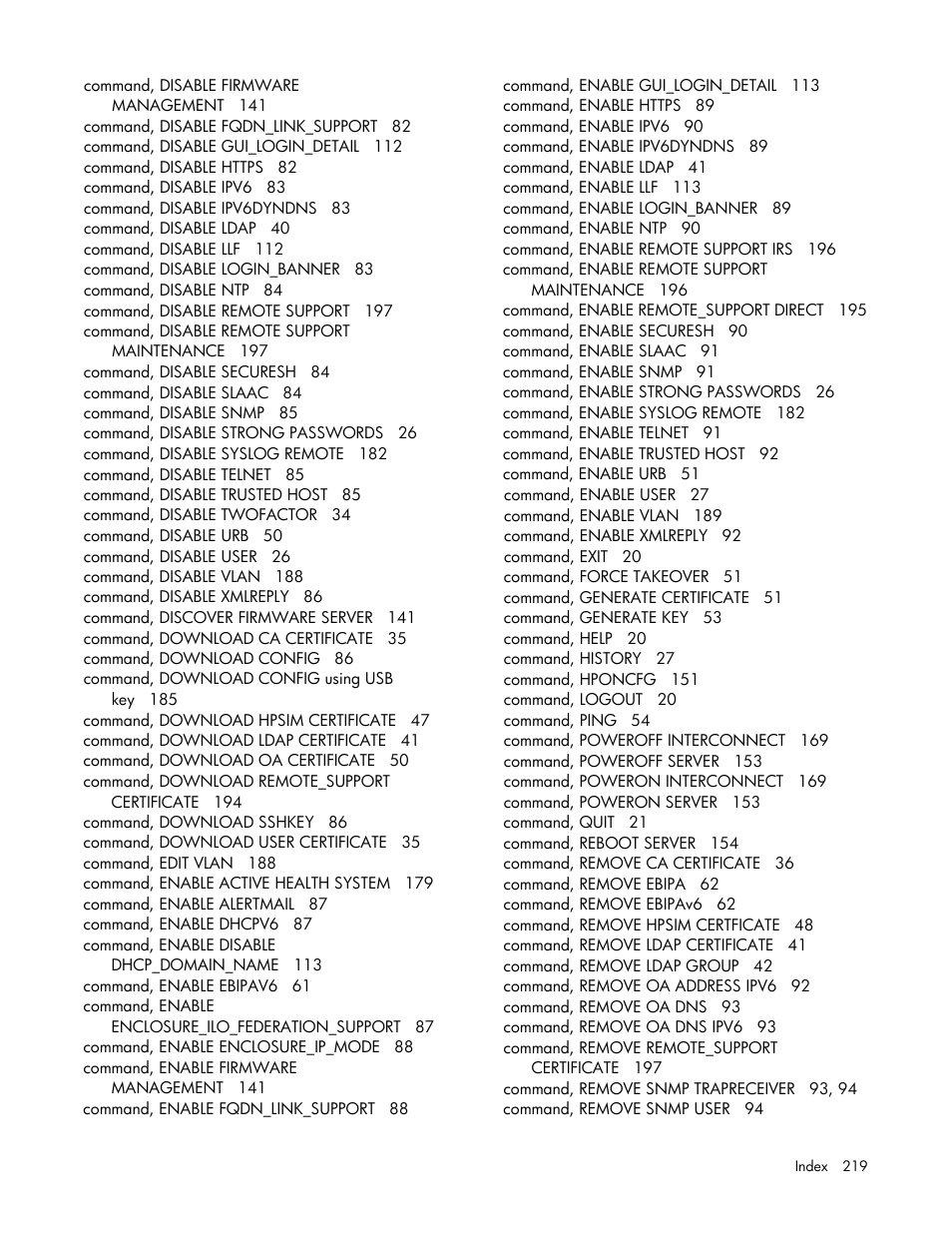 HP Onboard Administrator User Manual | Page 219 / 226