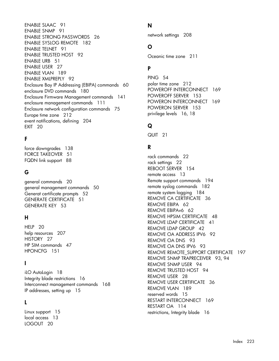 HP Onboard Administrator User Manual | Page 223 / 226