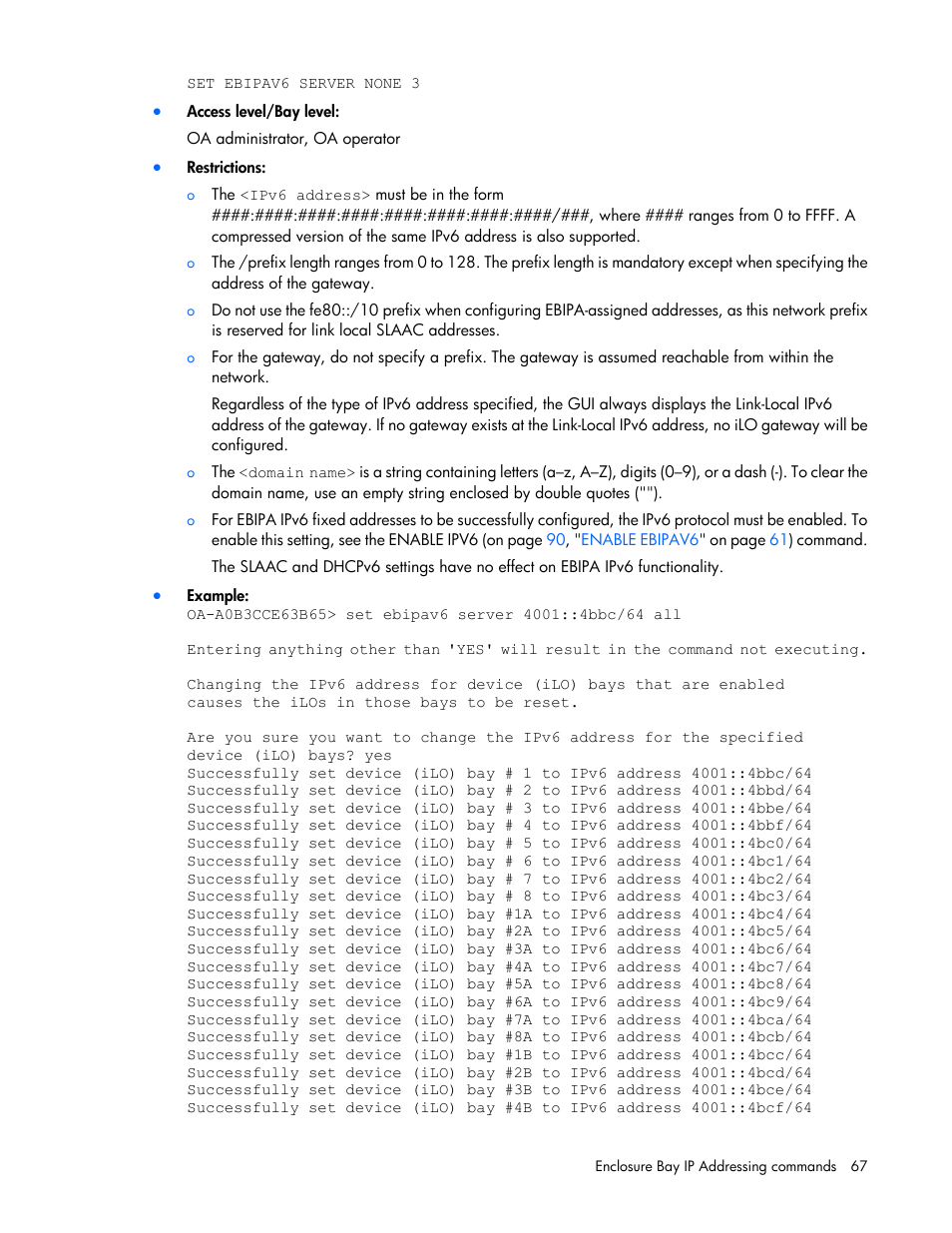 HP Onboard Administrator User Manual | Page 67 / 226