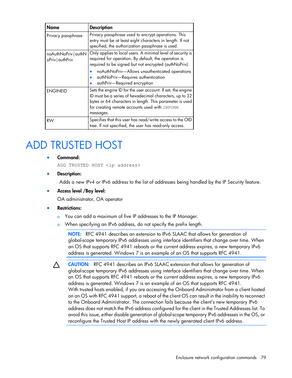 Add trusted host | HP Onboard Administrator User Manual | Page 79 / 226
