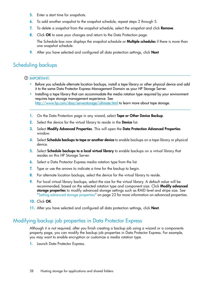 Scheduling backups | HP ProLiant DL185 G5 Storage Server User Manual | Page 28 / 72