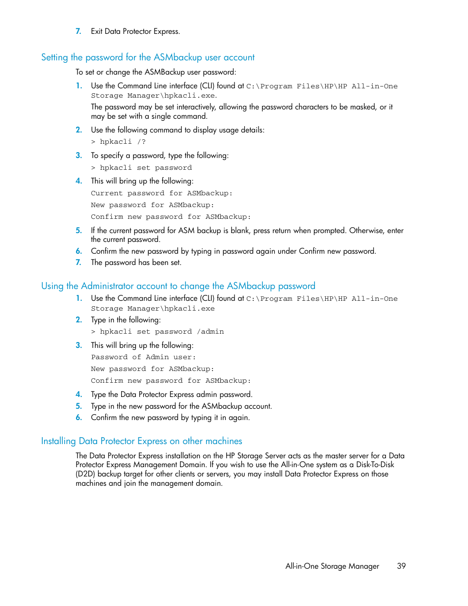 Installing data protector express on other devices | HP ProLiant DL185 G5 Storage Server User Manual | Page 39 / 72