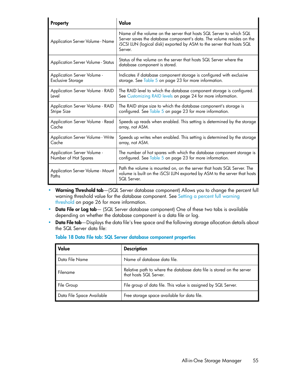 Data file properties | HP ProLiant DL185 G5 Storage Server User Manual | Page 55 / 72