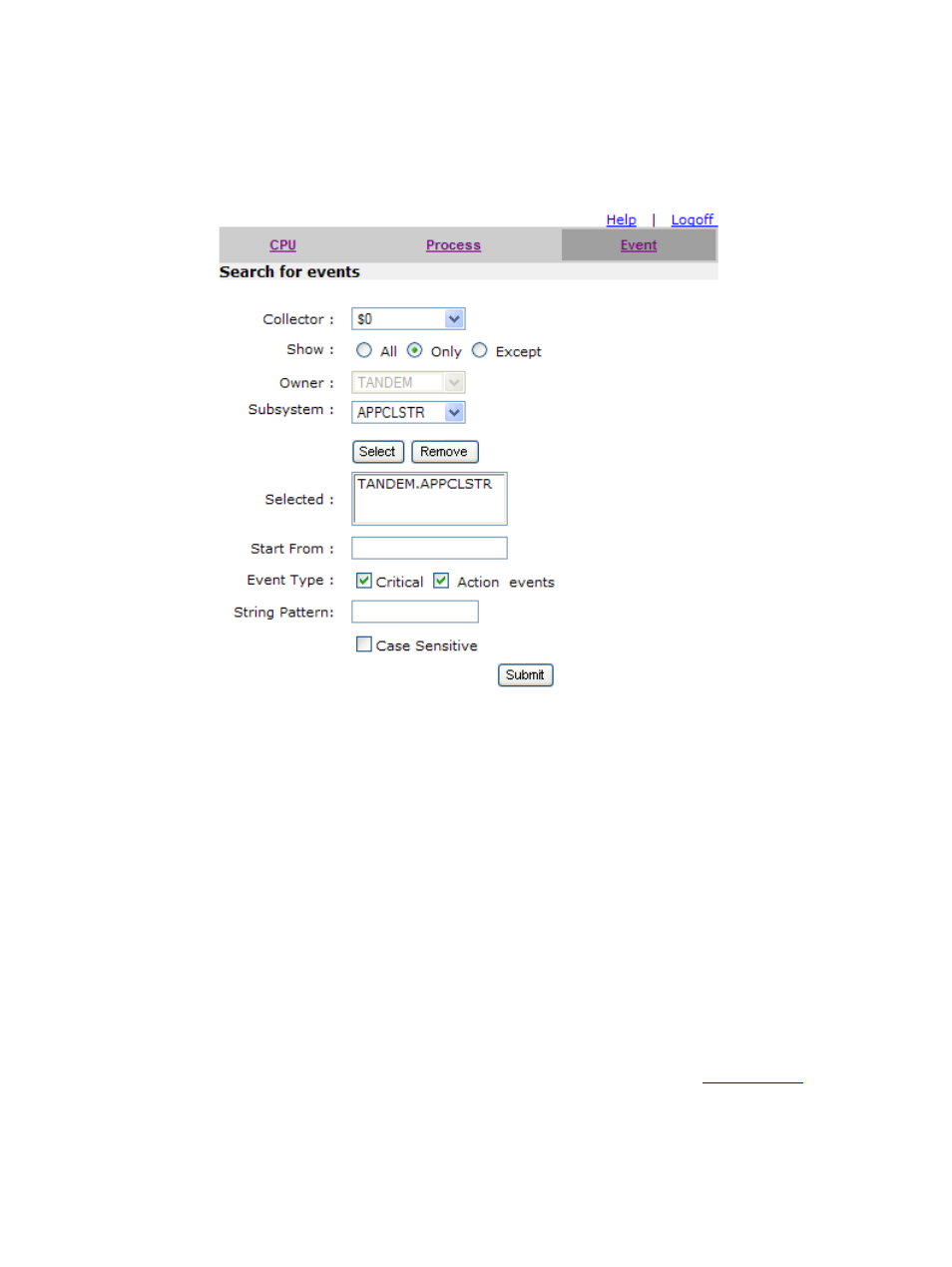 Figure 21 event screen – owner-subsystem | HP Integrity NonStop J-Series User Manual | Page 32 / 40