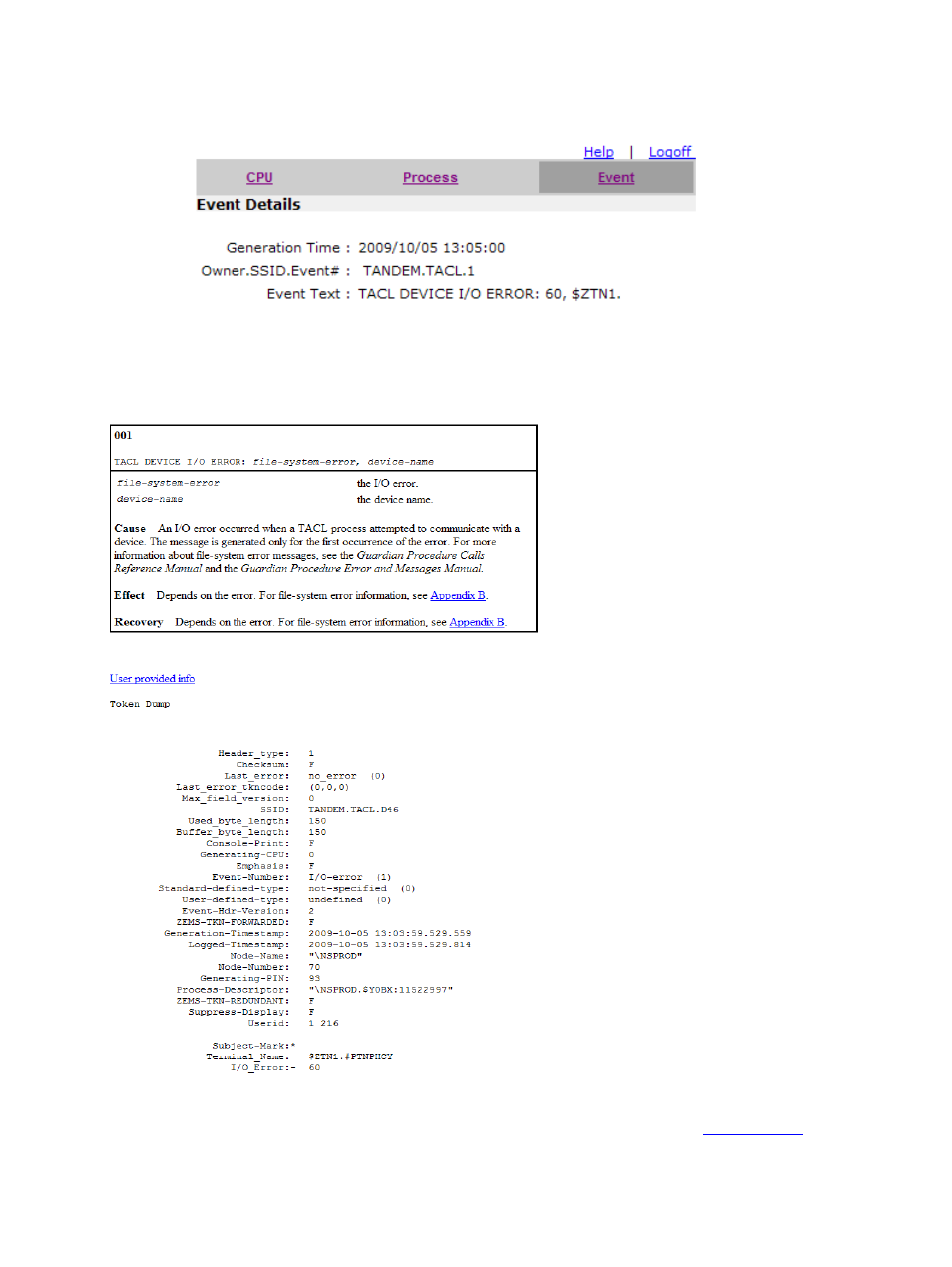 Figure 23 event details screen, Figure 24 token dump | HP Integrity NonStop J-Series User Manual | Page 34 / 40