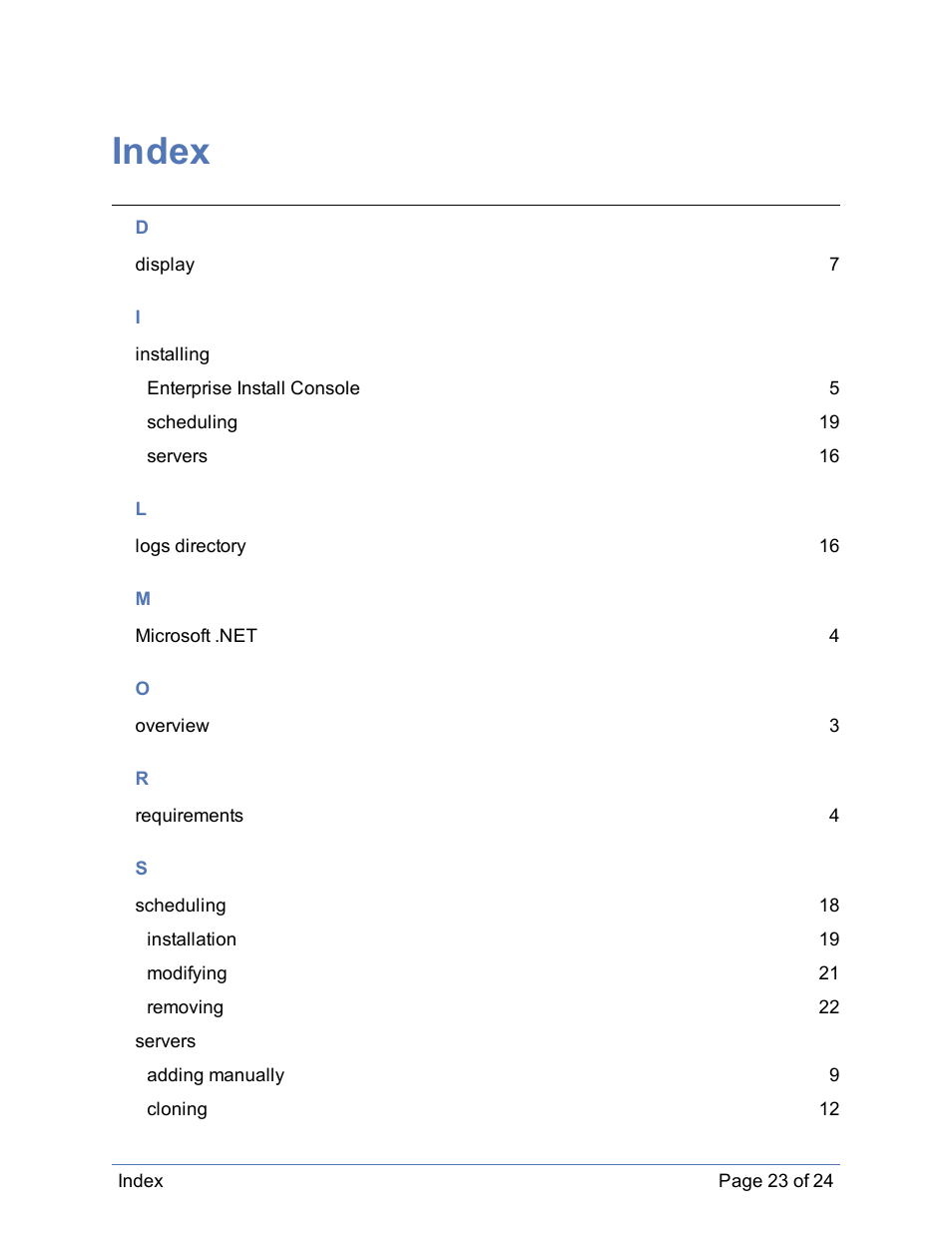 Index | HP Storage Mirroring Software User Manual | Page 24 / 25