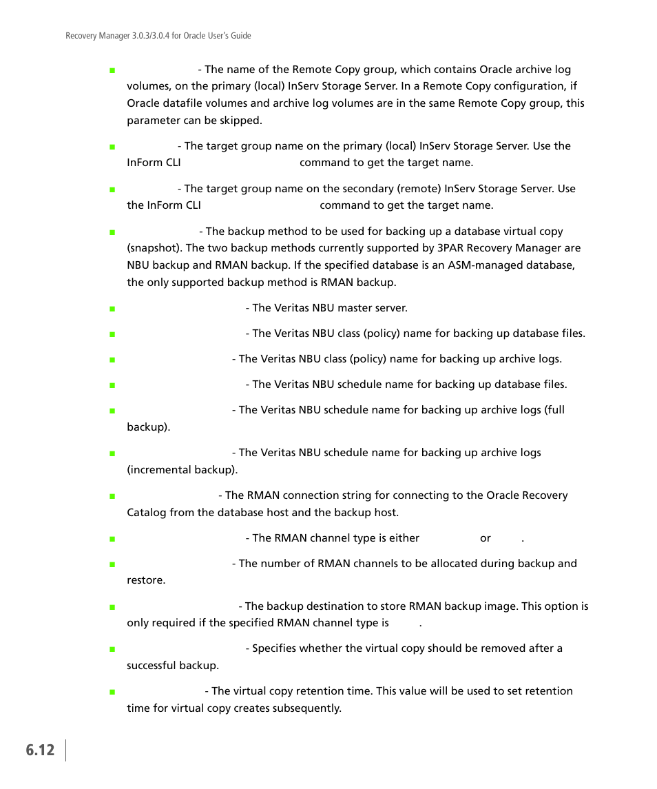HP 3PAR Application Software Suite for Oracle User Manual | Page 126 / 196