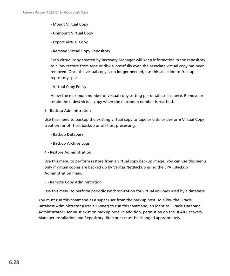 HP 3PAR Application Software Suite for Oracle User Manual | Page 142 / 196