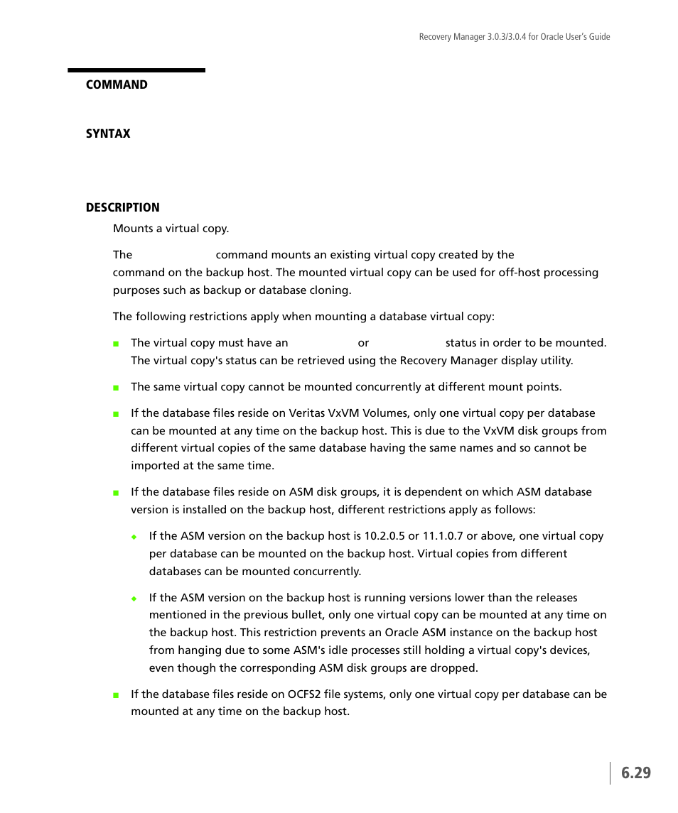 Vcdba_mount | HP 3PAR Application Software Suite for Oracle User Manual | Page 143 / 196