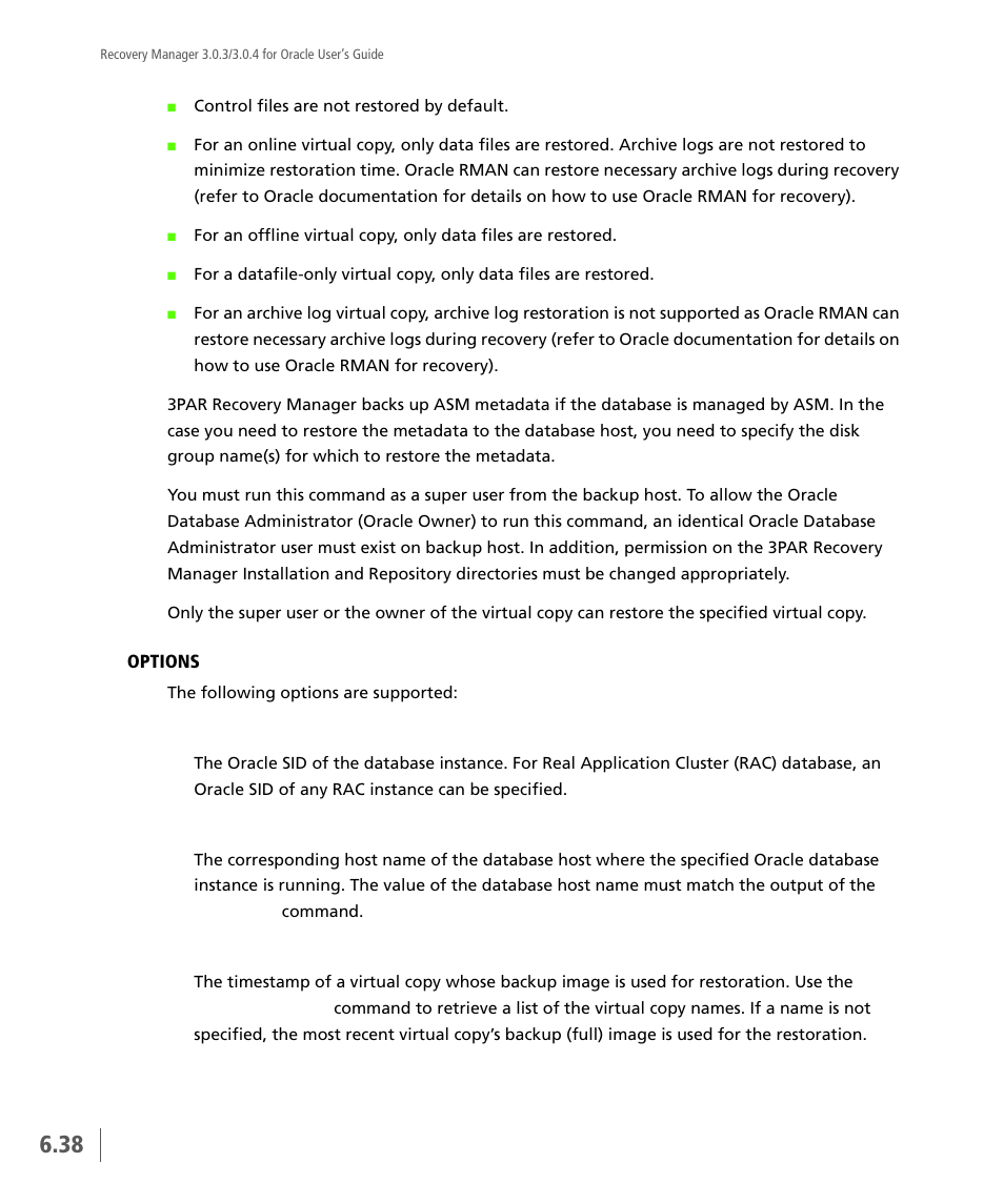 HP 3PAR Application Software Suite for Oracle User Manual | Page 152 / 196