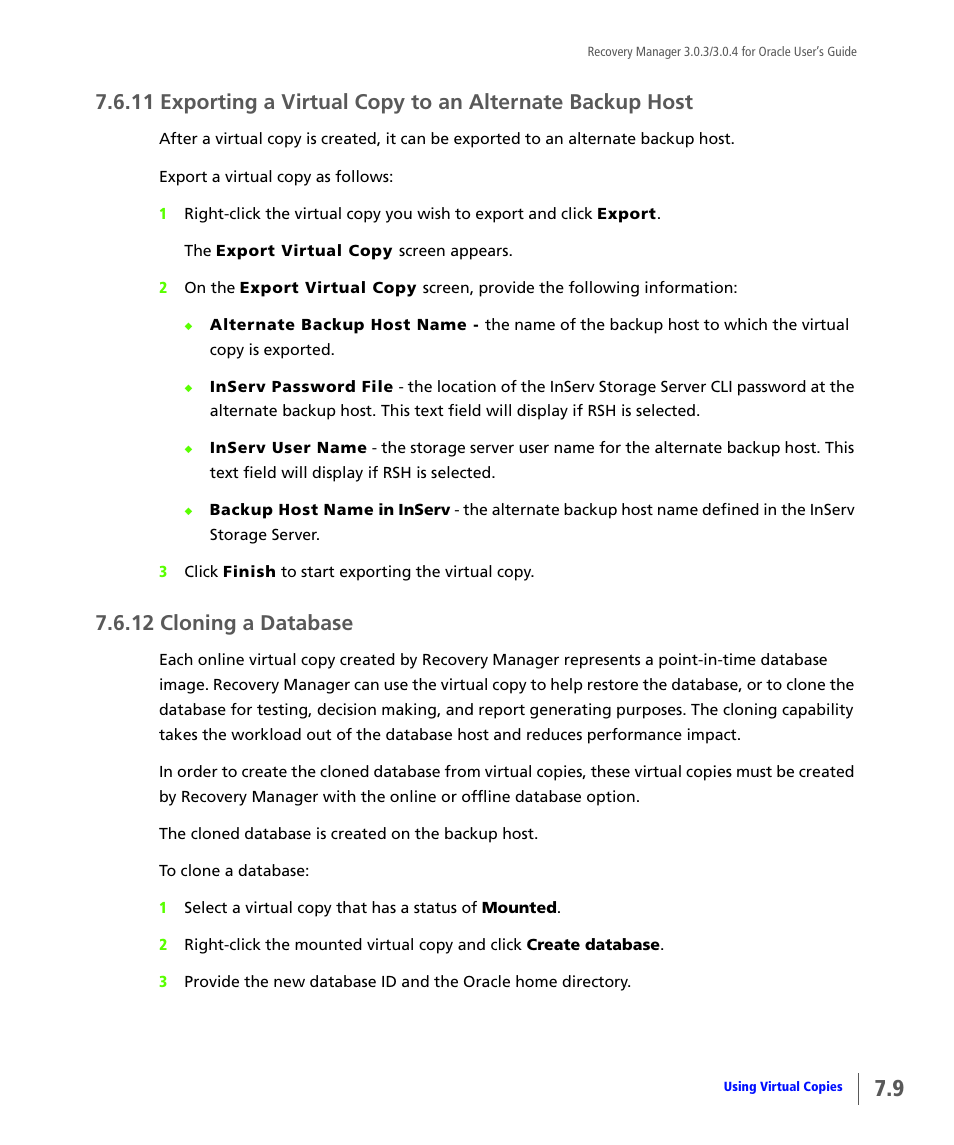 12 cloning a database, Cloning a database | HP 3PAR Application Software Suite for Oracle User Manual | Page 173 / 196