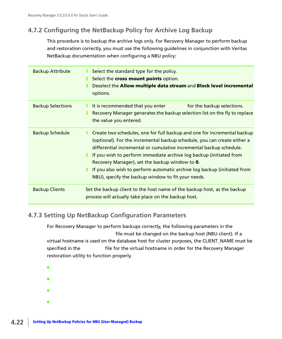 3 setting up netbackup configuration parameters, Setting up netbackup configuration parameters | HP 3PAR Application Software Suite for Oracle User Manual | Page 72 / 196