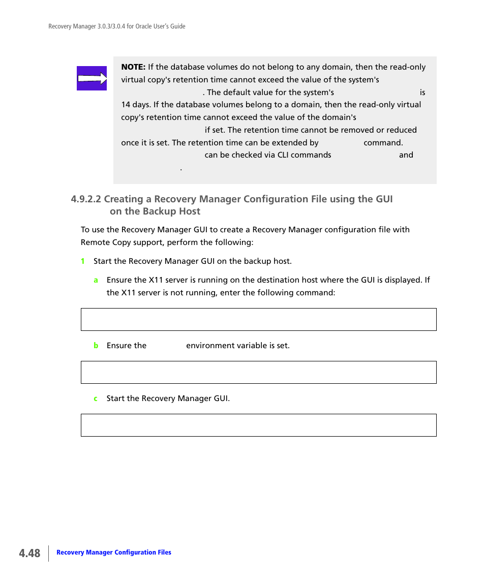 On the backup host | HP 3PAR Application Software Suite for Oracle User Manual | Page 98 / 196