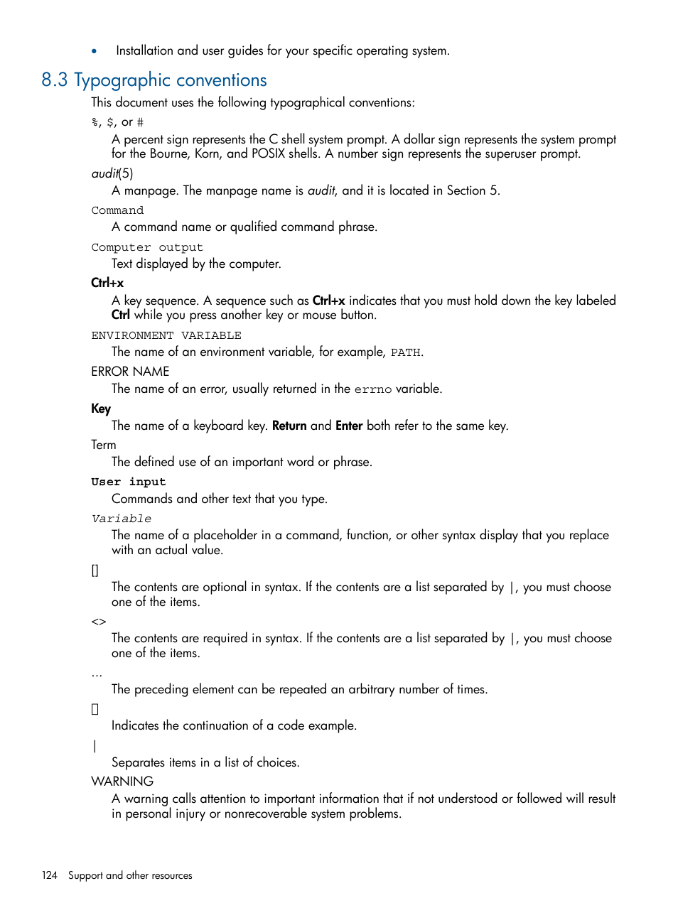 3 typographic conventions | HP Insight Cluster Management Utility User Manual | Page 124 / 191