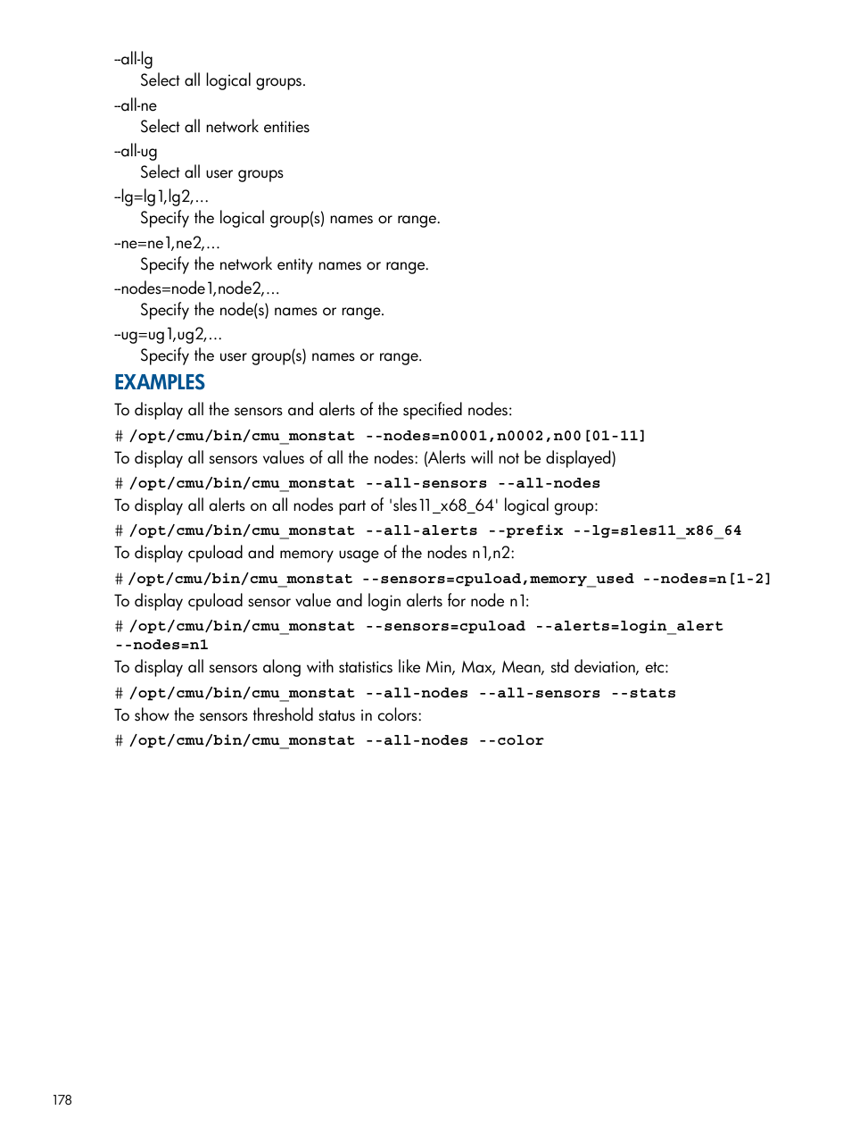 Examples | HP Insight Cluster Management Utility User Manual | Page 178 / 191