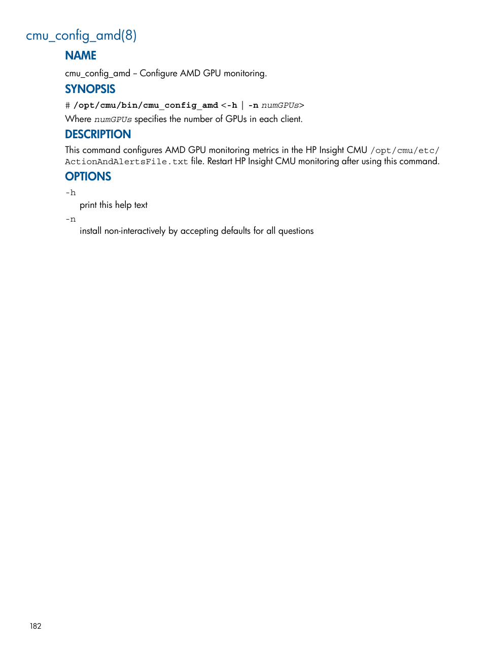 Cmu_config_amd(8) | HP Insight Cluster Management Utility User Manual | Page 182 / 191