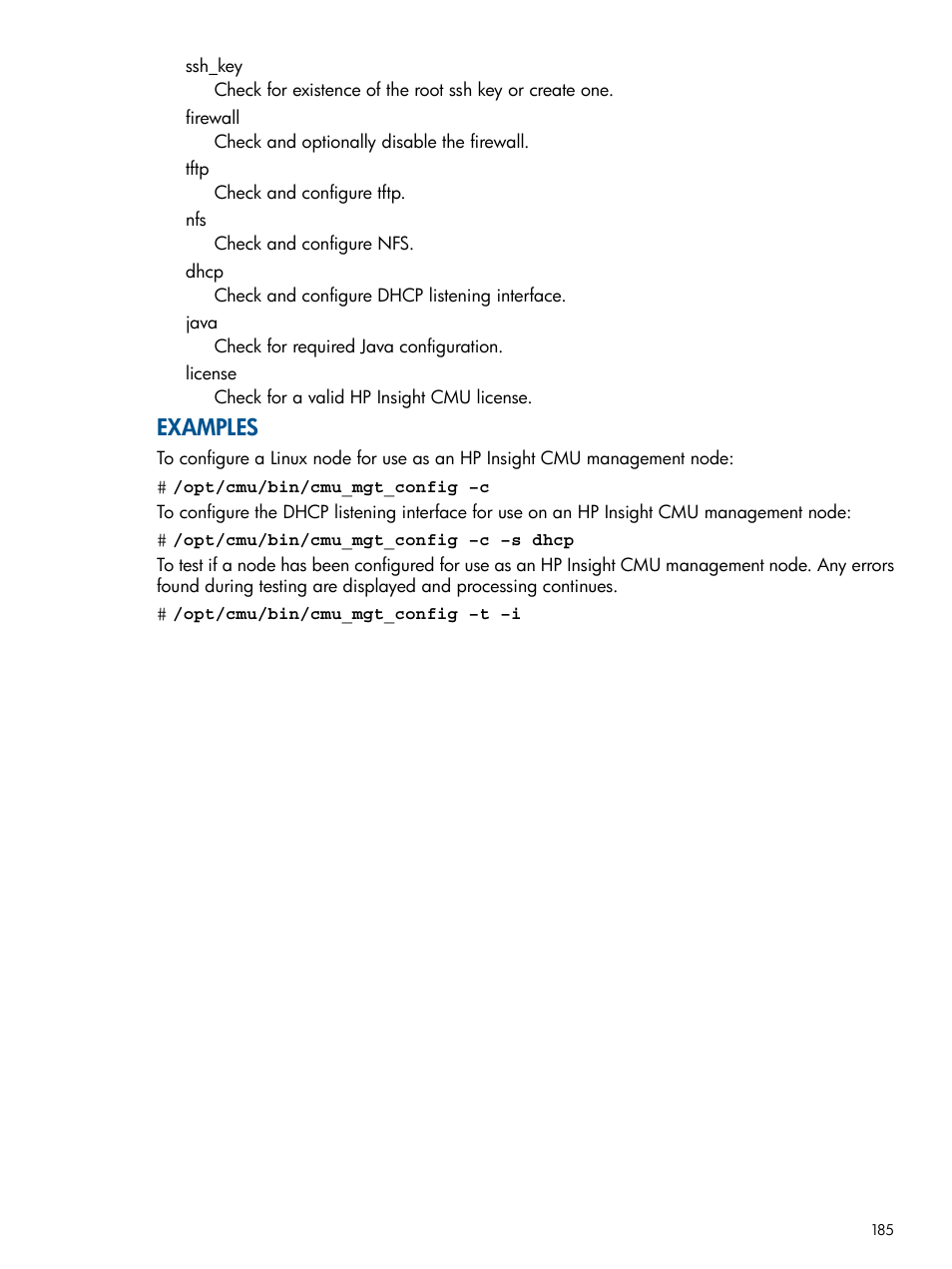 Examples | HP Insight Cluster Management Utility User Manual | Page 185 / 191