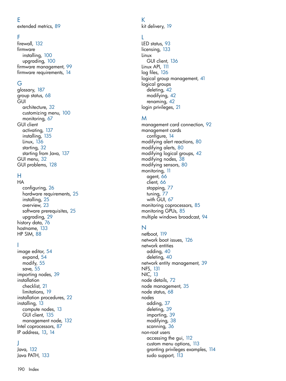 HP Insight Cluster Management Utility User Manual | Page 190 / 191